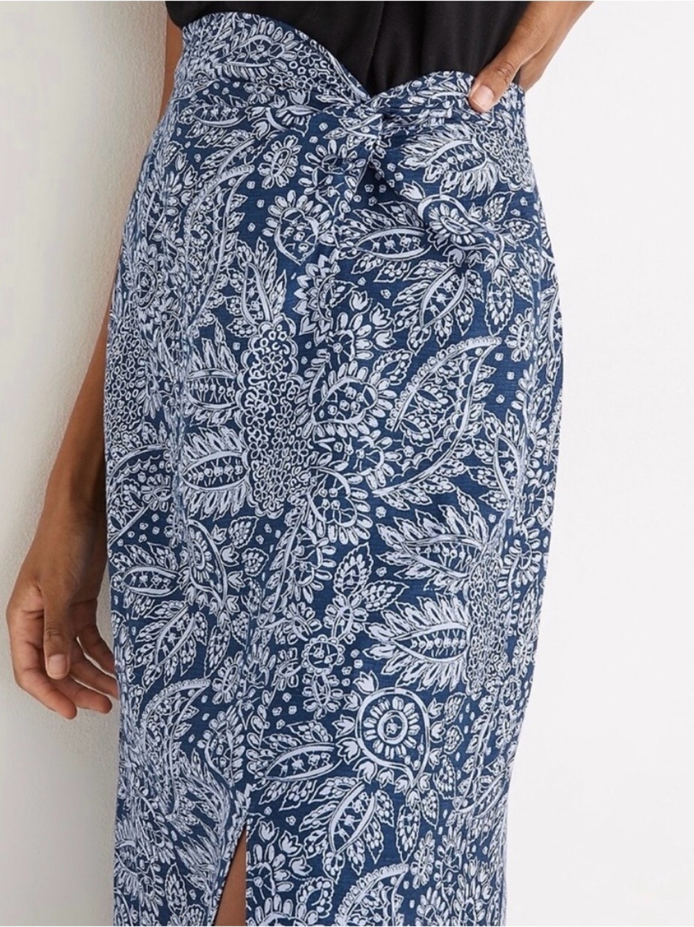 Madewell Linen-Blend Knotted Midi Skirt